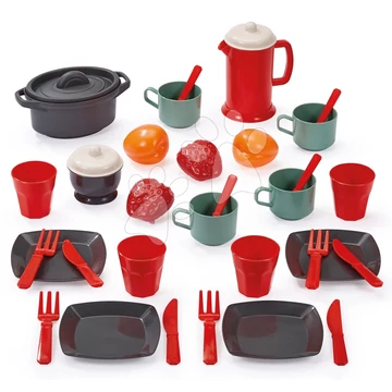 Ebédkészlet tárolóban 100% Chef Écoiffier 34 kiegészítő kávéfőzővel és gyümölcsökkel 18 hó-tól