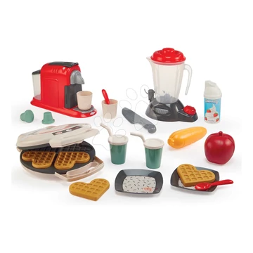 Konyhai kisgép szett 100% Chef Écoiffier kávéfőző goffrisütő és mixer 21 kiegészítő 18 hó-tól