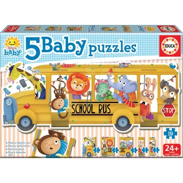 Educa puzzle legkisebbeknek Baby 5 - Iskolabusz állatkákkal 17575
