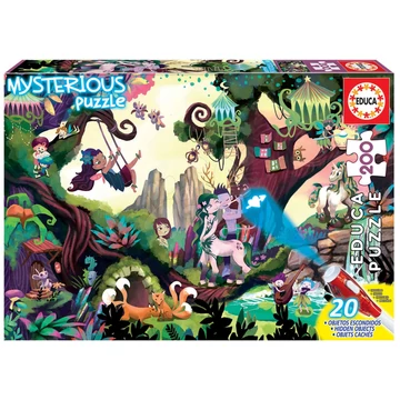 Puzzle Mysterious Magic Forest Educa 200 darabos - lámpával látható világitó állatok 6 évtől