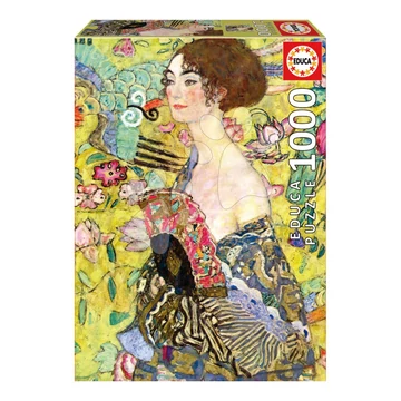 Puzzle Lady With a Fan Gustav Klimt Educa 1000 darabos és Fix ragasztó 11 évtől EDU19932