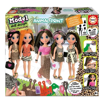 Kreatív alkotás My Model Doll Design Animal Print Educa alkosd meg saját állatkás stílusú babádat 5 moell 6 évtől EDU20098