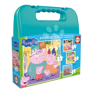 Puzzle kofferben Peppa Pig Progressive Educa progresszív 6-9-12-16 darabos 3 évtől EDU20328