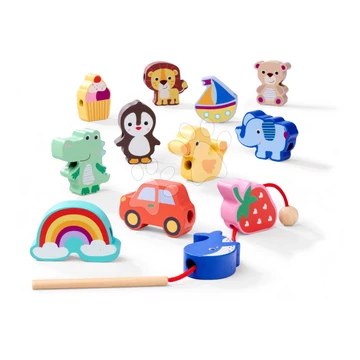 Fa fűzős játék Állatkák és tárgyak Threading Game Eichhorn 13 részes 3 évtől EH2807