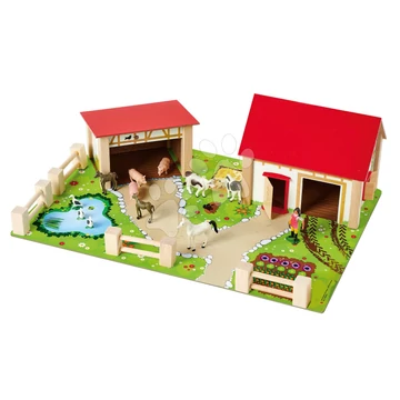 Fa farm állatokkal Farm Eichhorn 2 épület és istálló 20 darabos