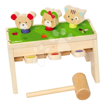 Fa kalapácsoló játék Állatkák Knocking Game Pop Up Eichhorn kalapáccsal a finommotorika fejlesztésére 12 hó-tól EH5474