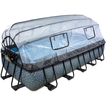 Medence búrával és homokszűrős vízforgatóval Stone pool Exit Toys acél medencekeret 540*250*100 cm szürke 6 évtől