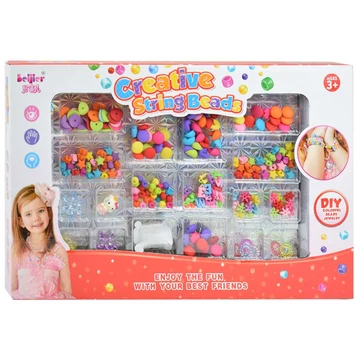 Creative StringBeads: Ékszerkészítő gyöngy szett 200+ színes gyöngyökkel és medállal