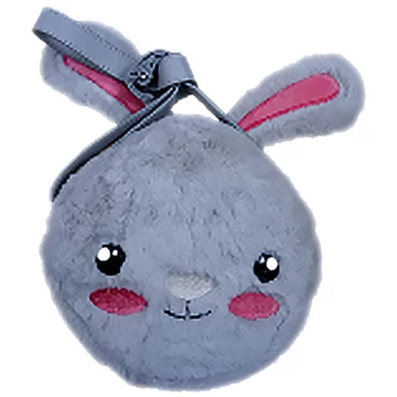 Nyuszis műbőr-plüss cipzáras válltáska 20cm