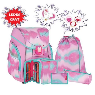 Spirit: Unikornis 3D mintás ergonomikus 5db-os iskolatáska szett LED-es világítással 34x22x41cm