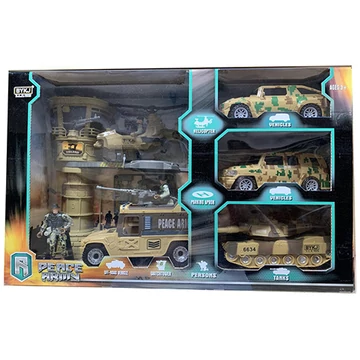 Katonai főhadiszállás 5db járművel, fény és hang effektekkel