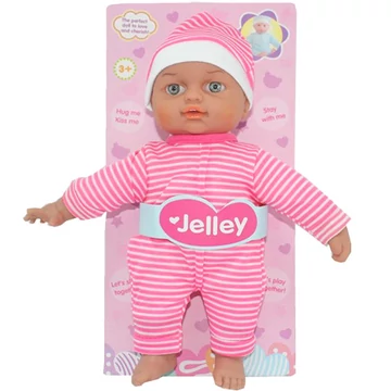 Jelley baba csíkos ruhában 25cm