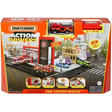 Matchbox: Tűzoltóság nagy pályaszett fénnyel és hanggal- Mattel
