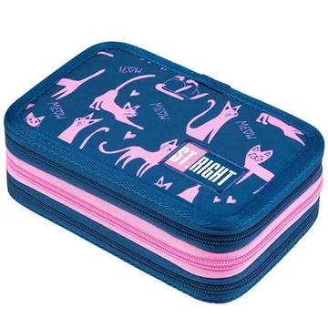 St.Right Lazy Cats három emeletes töltött tolltartó 19x13x7cm