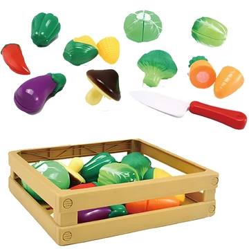 Vágható zöldségek 11 db-os szett ládában késsel