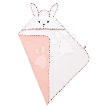 Fürdőlepedő kapucnival legkisebbeknek Nyuszi Bath Towel Poppy K'Doux Kaloo rózsaszín 75*75 cm lágy puha alapanyagból 0 hó-tól