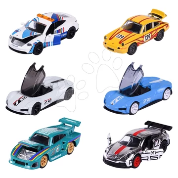 Kisautó Porsche Motorsport Deluxe Majorette fémből és gyűjtődoboz 7,5 cm hosszú 6 fajta