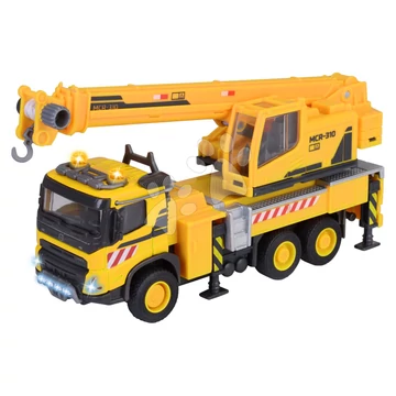 Építőipari játékautó daruval Volvo Truck Crane Majorette fém hanggal és fénnyel 22 cm hosszú