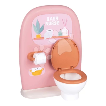Fürdőszoba wc-vel játék babának Toilets Soft Baby Nurse Smoby toalettpapírral és fogápoló szettel