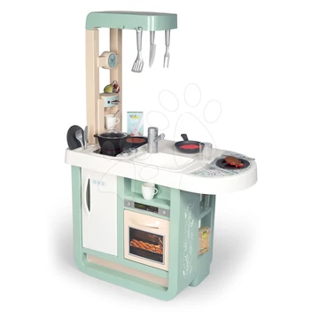 Játékkonyha hangokkal Cherry Kitchen Green Smoby étkezőrésszel sütővel hűtővel és 25 kiegészítővel