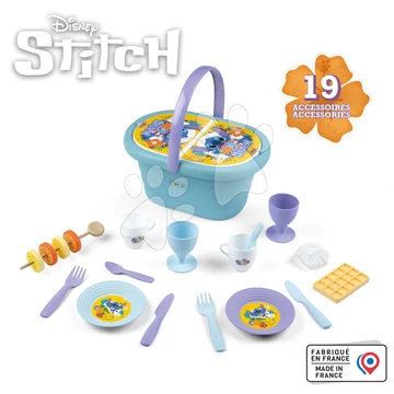 Piknik kosár ebédkészlettel és poharakkal Stitch Picnic Basket Smoby 19 kiegészítővel 3 évtől SM312510