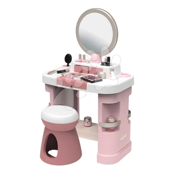 Pipere asztal állítható tükörrel My Beauty Dressing Table Smoby kisszékkel és 15 szépségápolási kiegészítővel