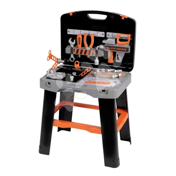 Szerelőműhely kofferben 2in1 Bricolo Smart Workbench Black&Decker Smoby szétnyitható szerelőműhely szerszámokkal 30 kiegészítővel