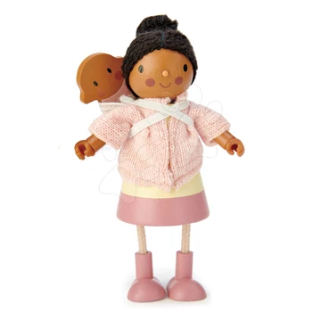 Fa figura kisbabával Mrs. Forrester Tender Leaf Toys rózsaszin kabátban