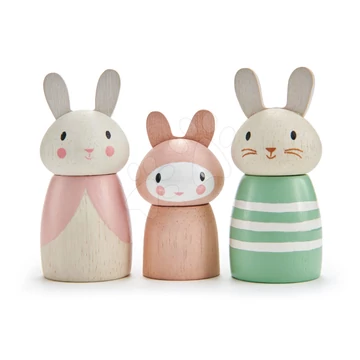 Fa nyuszi család Bunny Tales Tender Leaf Toys apa anya kisnyuszi