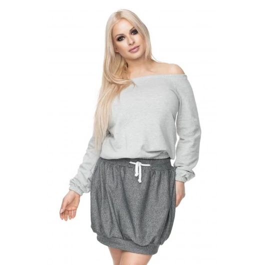 Stílusos mini melanzs szoknya sötétszürke színben hölgyeknek