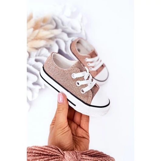 Stílusos gyermek csillogó  Bling-Bling tornacipő rózsaszín aranyból