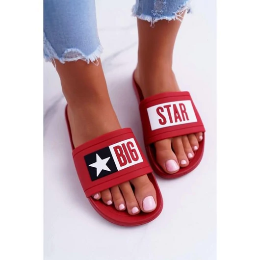 Női, Big Star gumipapucs, felirattal, piros színben
