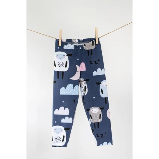 Kék pamut leggings bárányokkal