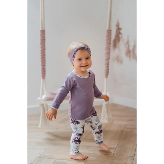 Gyerek szett leggingsekből és pólókból, lila virággal