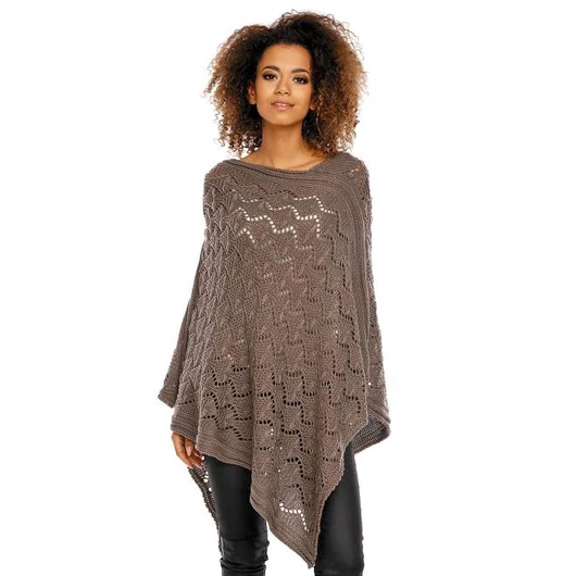 Női barna színű poncsó finom nyitott mintával