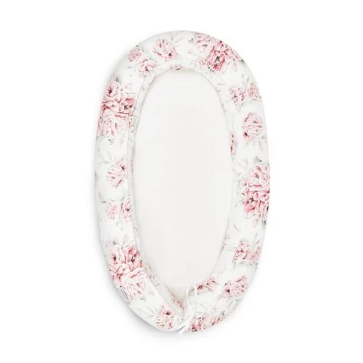 Pamut, kétoldalú baba fészek, rózsaszín virág motívummal