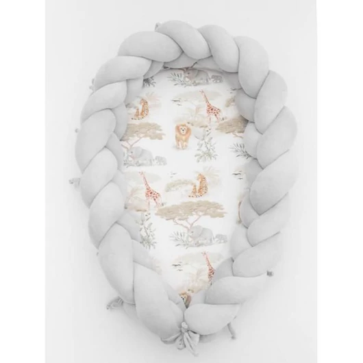 Fonott, PREMIUM babafészek, 2 az 1-ben - világosszürke / Szafari