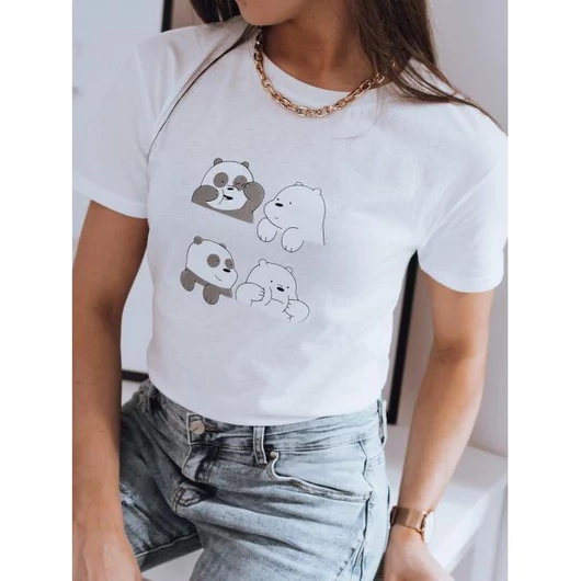 Fehér pamut póló mintával hölgyeknek