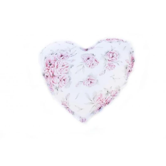 Szív alakú, bambusz párna, virág motívummal
