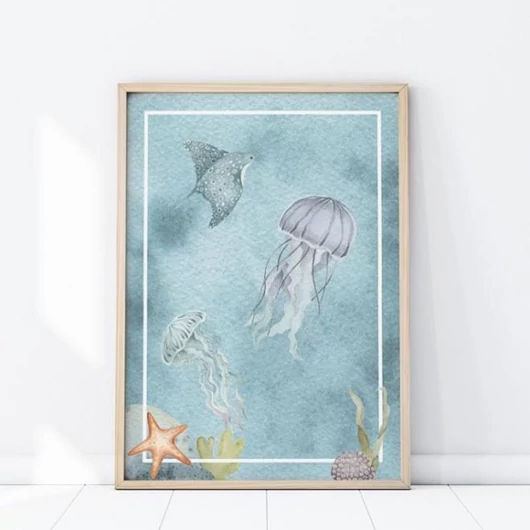 Víz alatti élet motívumú, fali poszter