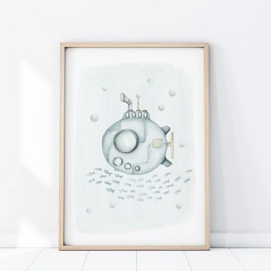 Gyerekszoba poszter, tengeralattjáró motívummal
