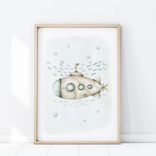 Gyerekszoba plakát, tengeralattjáró motívummal