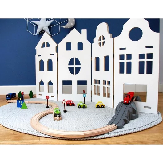 Gyermek faház 3 az 1-ben - ház, paraván, könyvtár