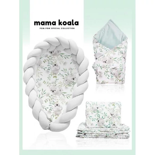 Újszülött, szatén felszerelés 4 az 1-ben - Koala / szürke