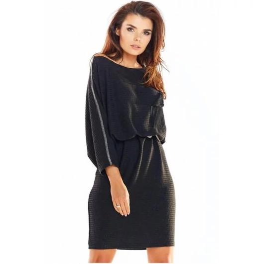 Női oversize ruha hosszú ujjal, fekete színben