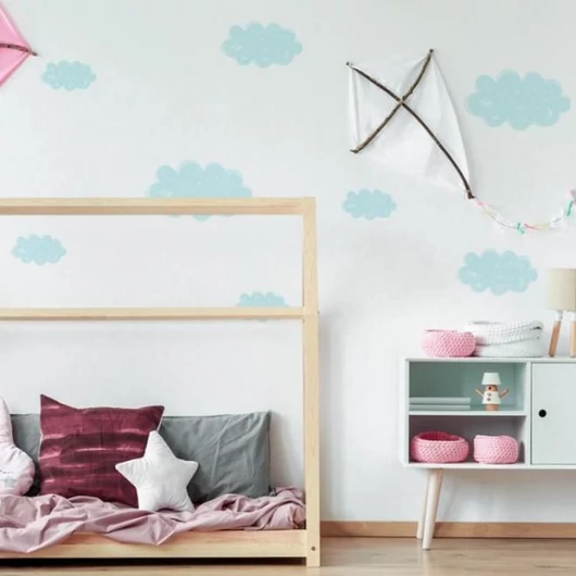 Pasztell árnyalatú, matrica készlet, felhőkkel