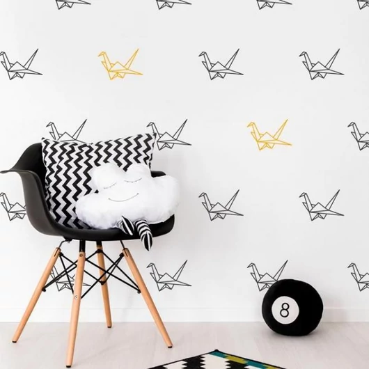 Origami stílusú matrica készlet, daru madár motívummal - 12 db