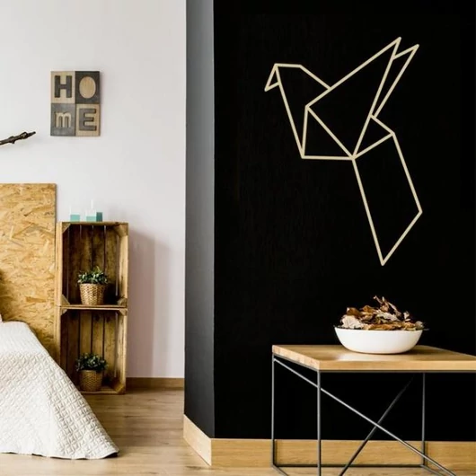 Origami stílusú falmatrica, madár motívummal