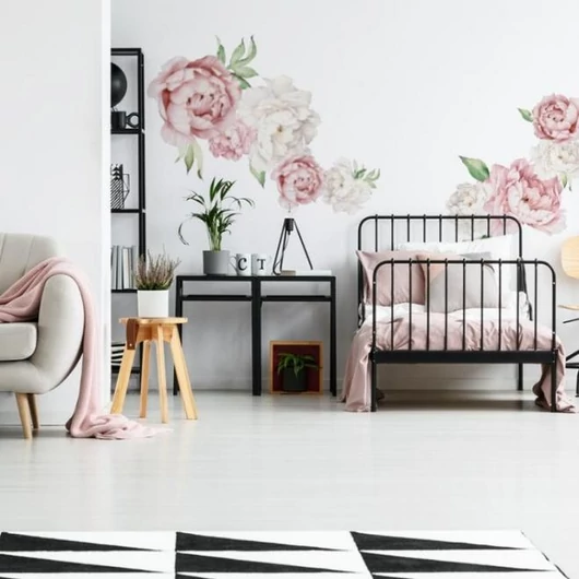 Virágos matricakészlet, pünkösdi rózsa motívummal, pasztell színekben