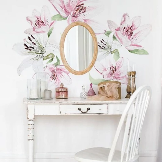 Virágos matrica készlet liliom motívummal, pasztell színekben